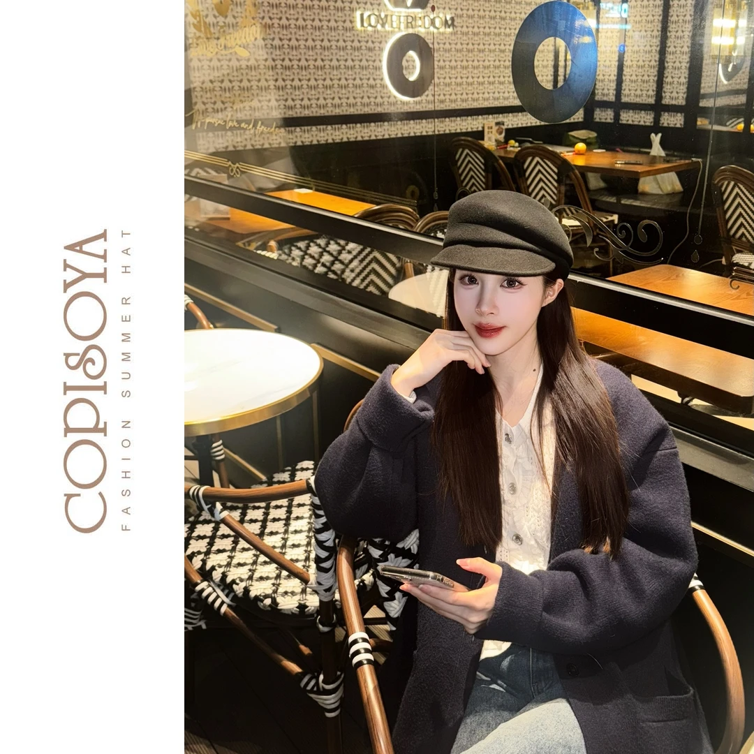 COPISOYA/凯佩詩雅「秀场骑士」秋冬羊毛纯色画家帽气质马术帽DM098
