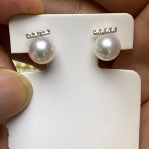 18K金镶嵌耳饰海水珍珠