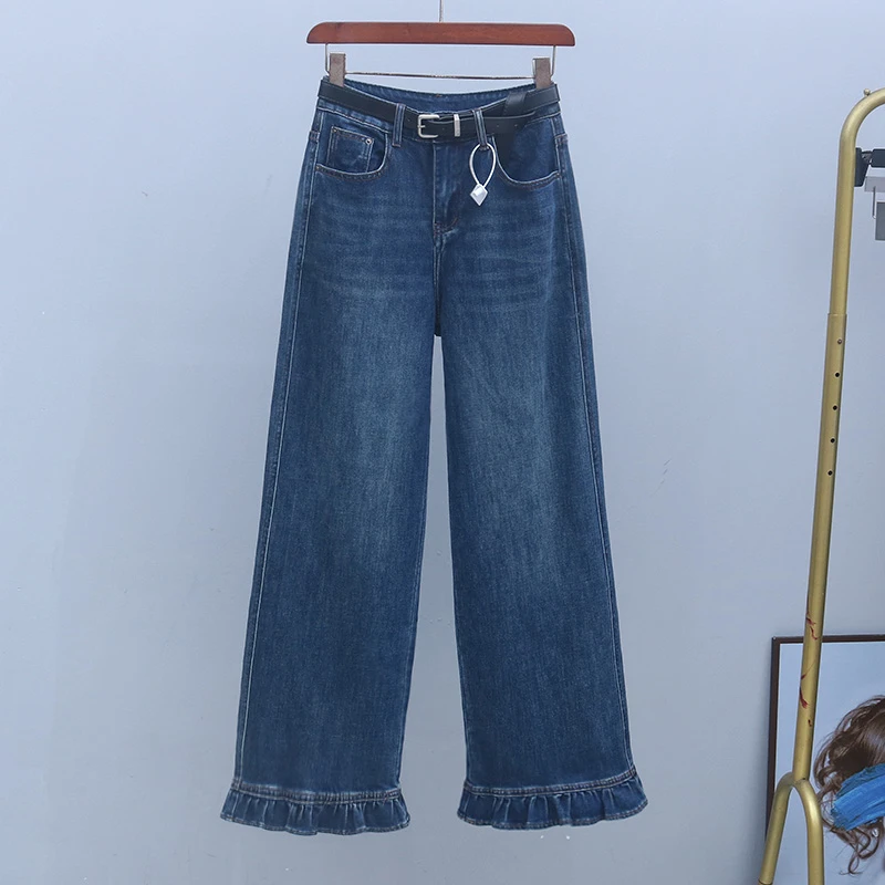 2025年新款高腰显瘦牛仔裤时尚春秋阔腿长裤弹力宽松女直筒喇叭裤