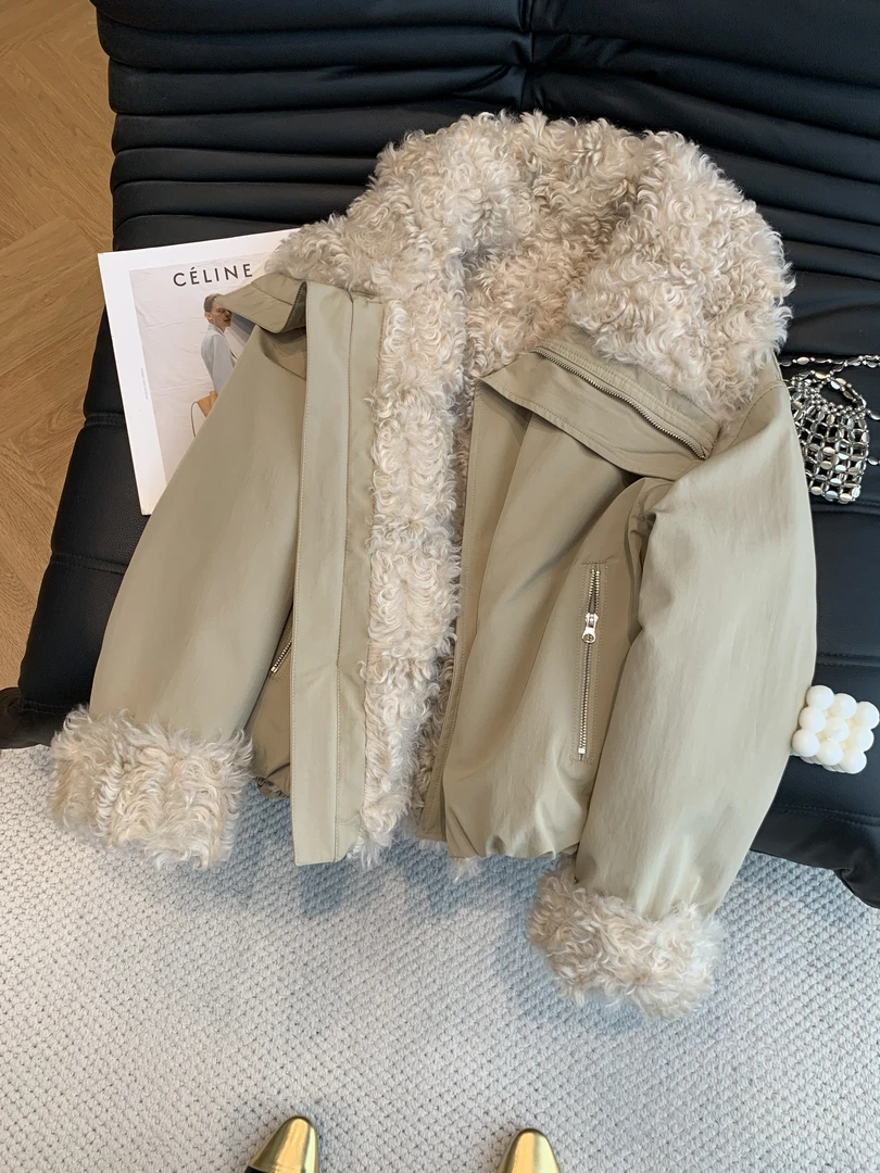 2025年冬装新款大码大翻领设计感时尚两面穿棉服棉衣女短外套上衣