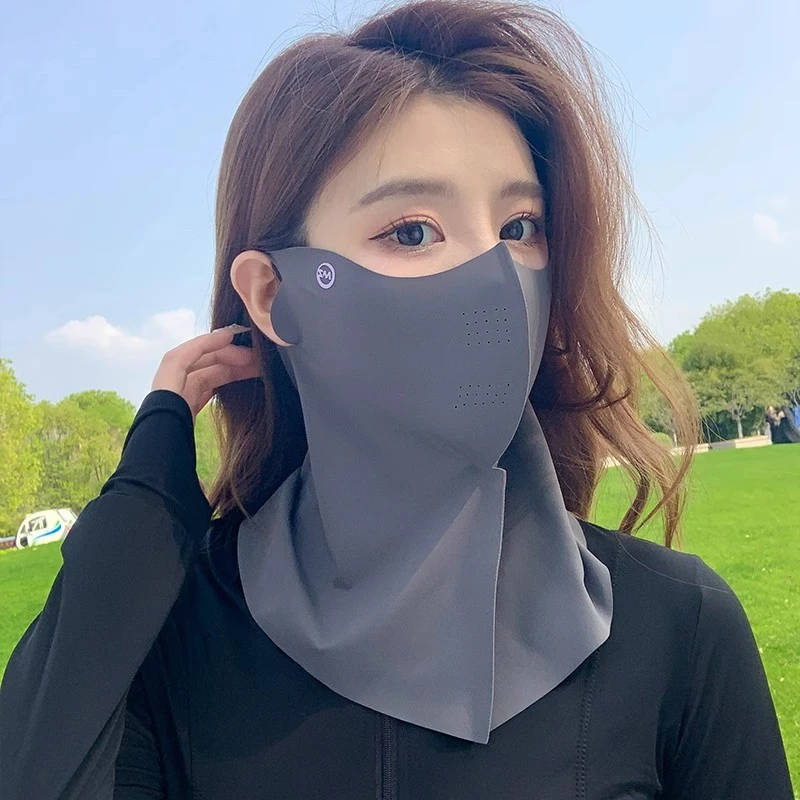 无痕立体护脖颈一体式全脸男女夏季防紫外线口罩防晒面罩3D冰皮巾