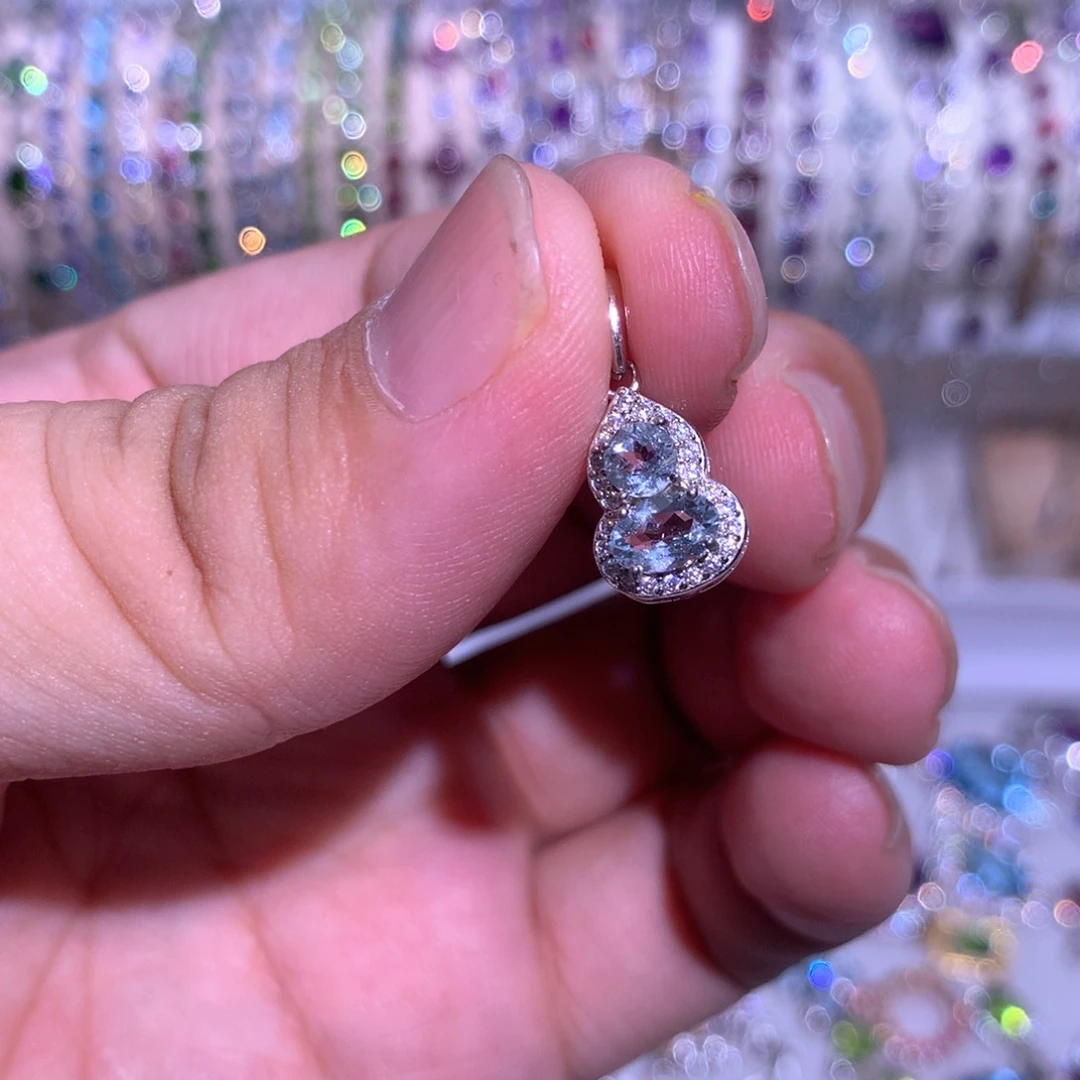 海蓝宝石吊坠(不含链)银S925镶嵌