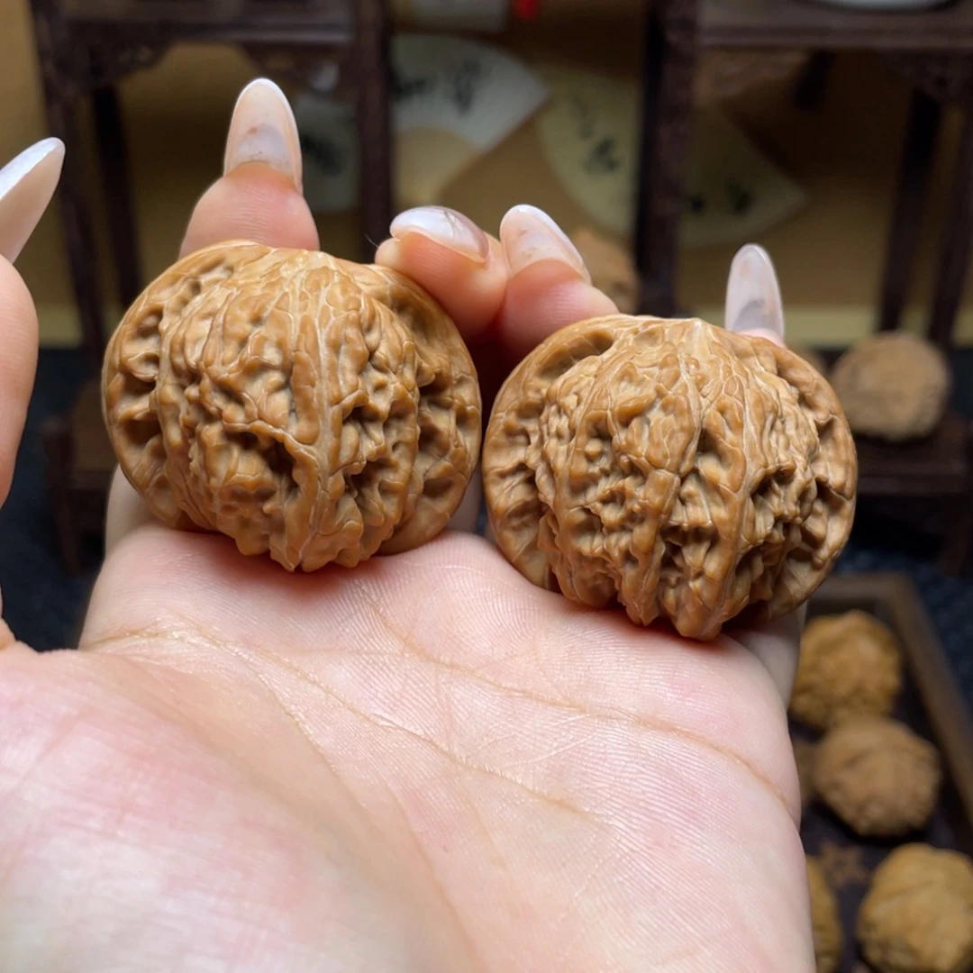 文玩核桃把件磨盘44全白茬