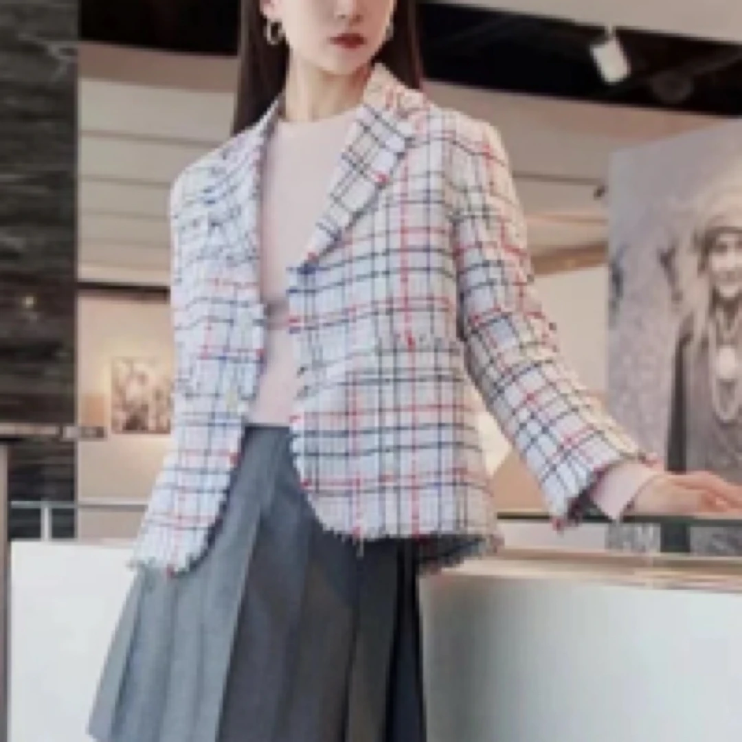 99新 AMIRI  THOMBROWNE /W109307/粗花呢针织外套/尺码40