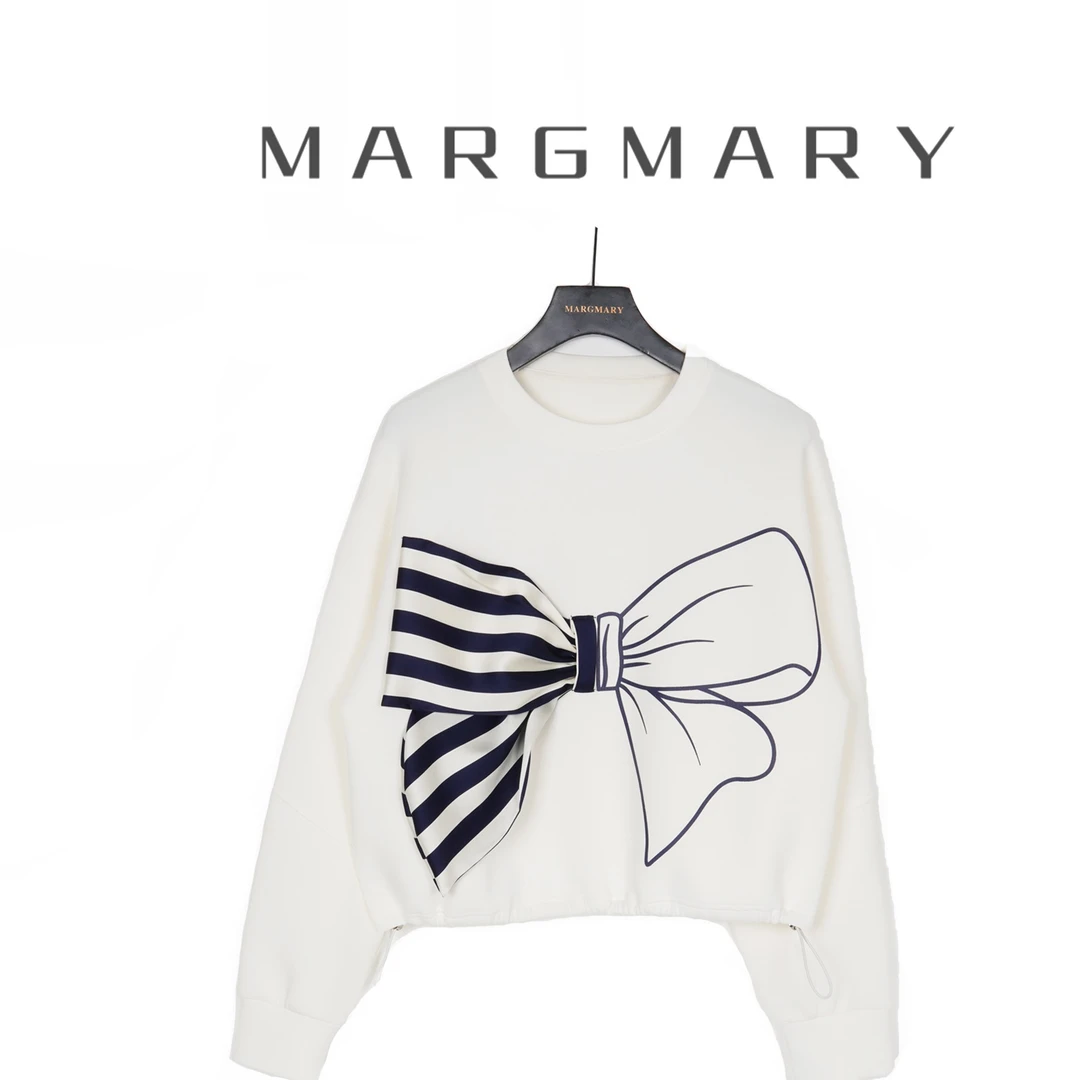 2025秋季设计师新款休闲时尚百搭潮流舒适显瘦立体蝴蝶结上衣