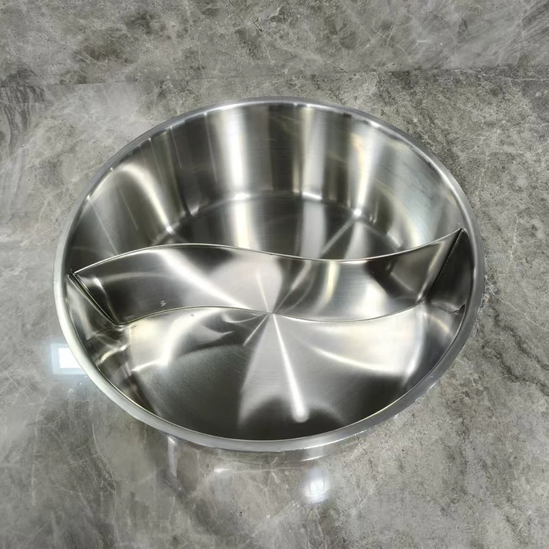 外贸鸳鸯无耳火锅盆无盖款