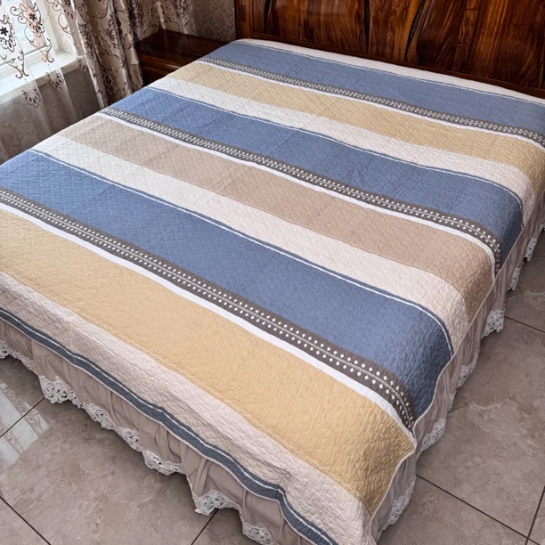 斜纹棉200*220韩式清新床盖四季可用透气可铺可盖