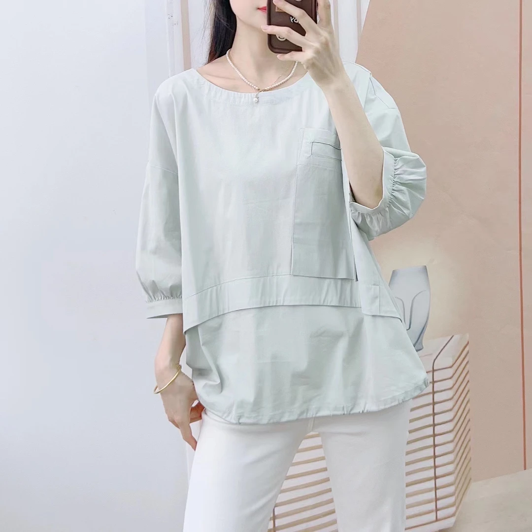540夏季休闲简约百搭球型抽绳上衣小衫F1清