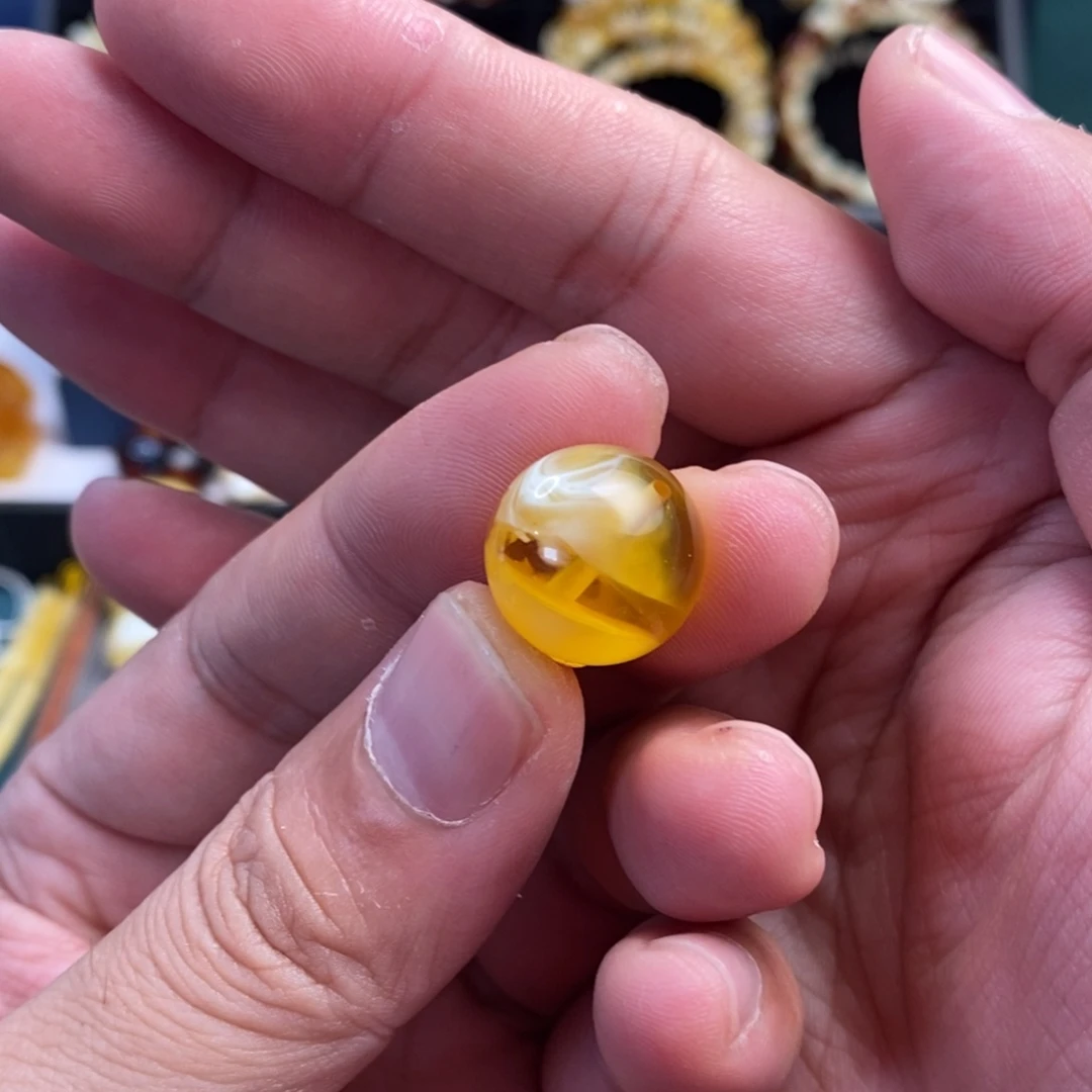 蜜蜡未镶嵌裸石金瓷白荧光16.5