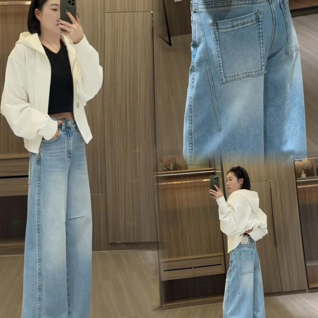【超拽裤型】夏季新款阿雅家小宽条托特裤百搭显瘦直筒牛仔裤97Y96