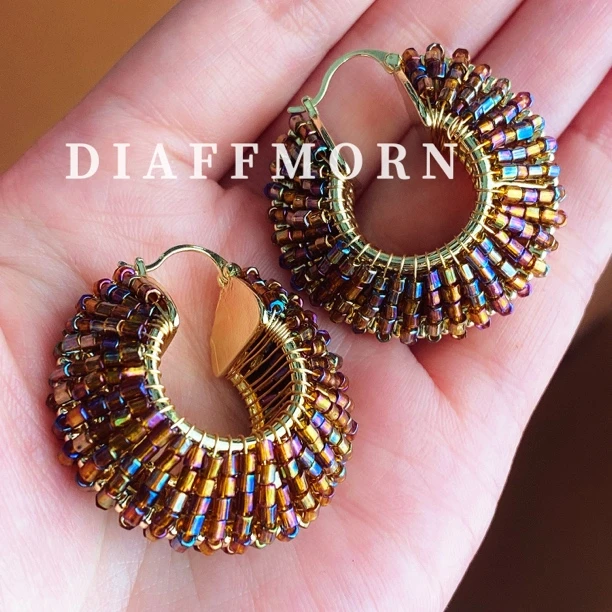 铜合金仿水晶耳饰 DFM《槿禾》重工手作精致高级感气质耳环