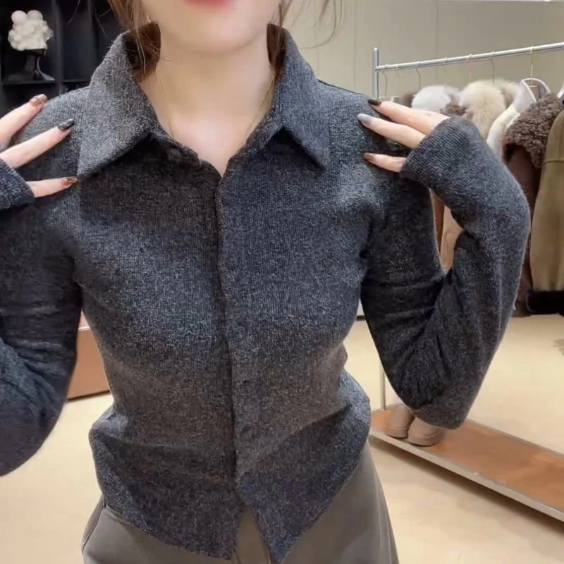 冬季加绒Polo领气质长袖时尚约百搭T恤打底衫上衣纯色修身女外穿