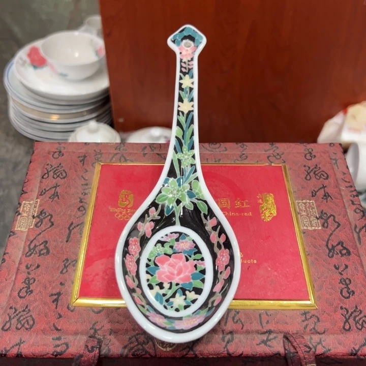 醴陵高温瓷器大号汤勺满工手绘