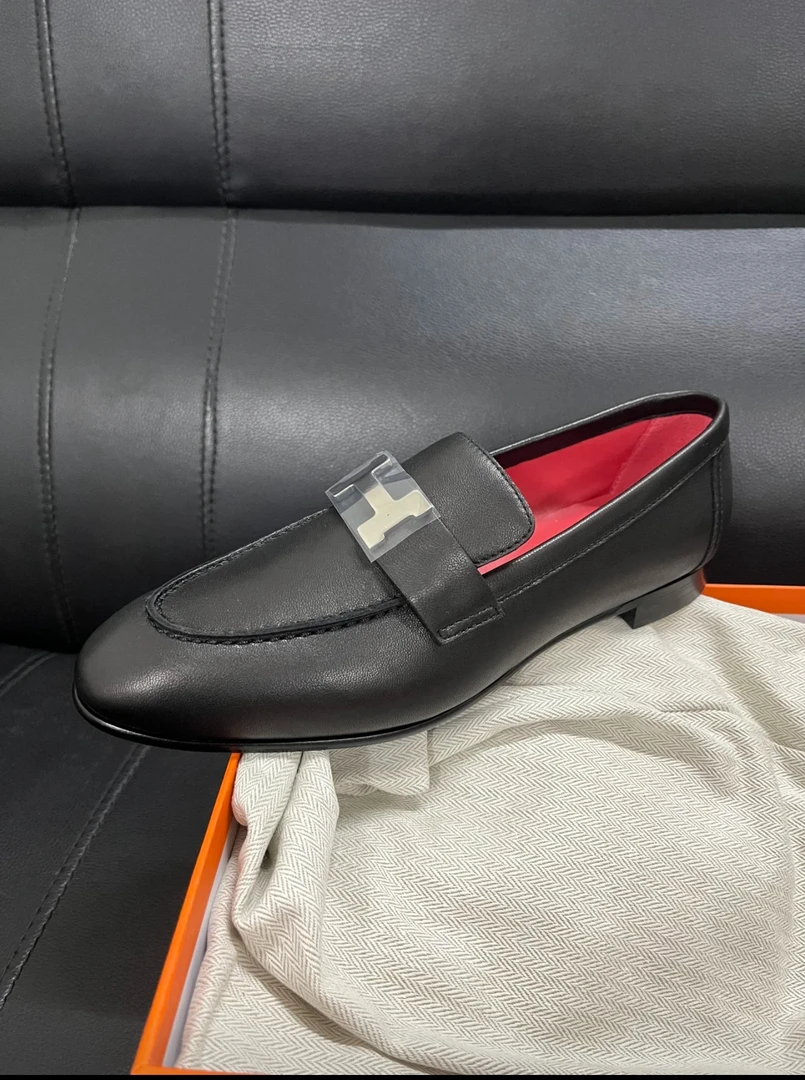 女装经典金属扣一脚蹬乐福鞋