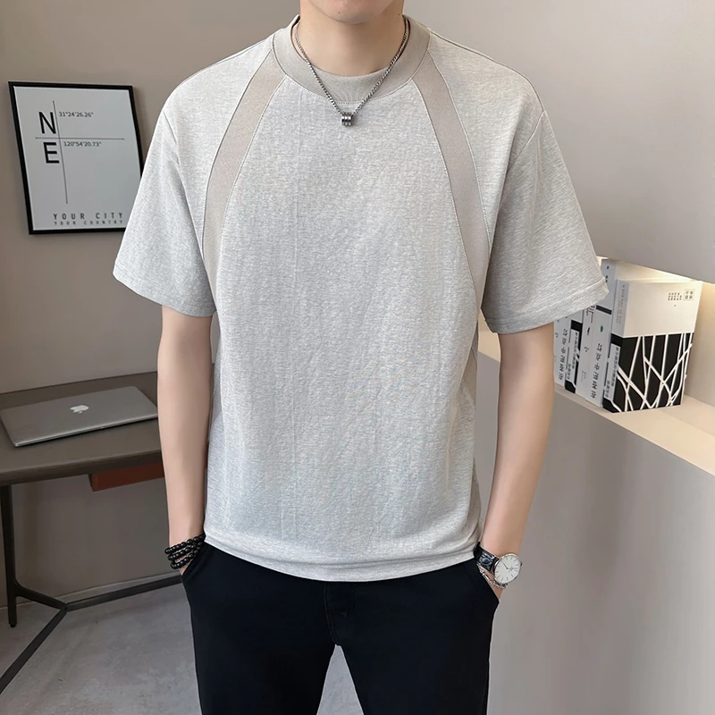 棉麻男士短袖T恤夏季新款设计感休闲百搭圆领潮流百搭亚麻体恤男