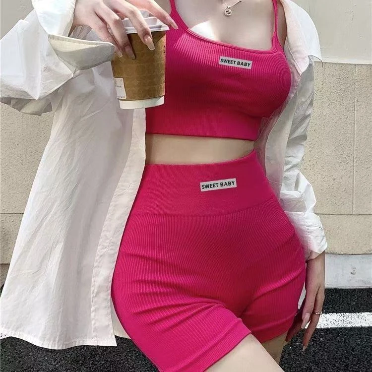 美背吊带运动健身瑜伽套装蜜桃高腰女无钢圈聚拢无痕修身内衣