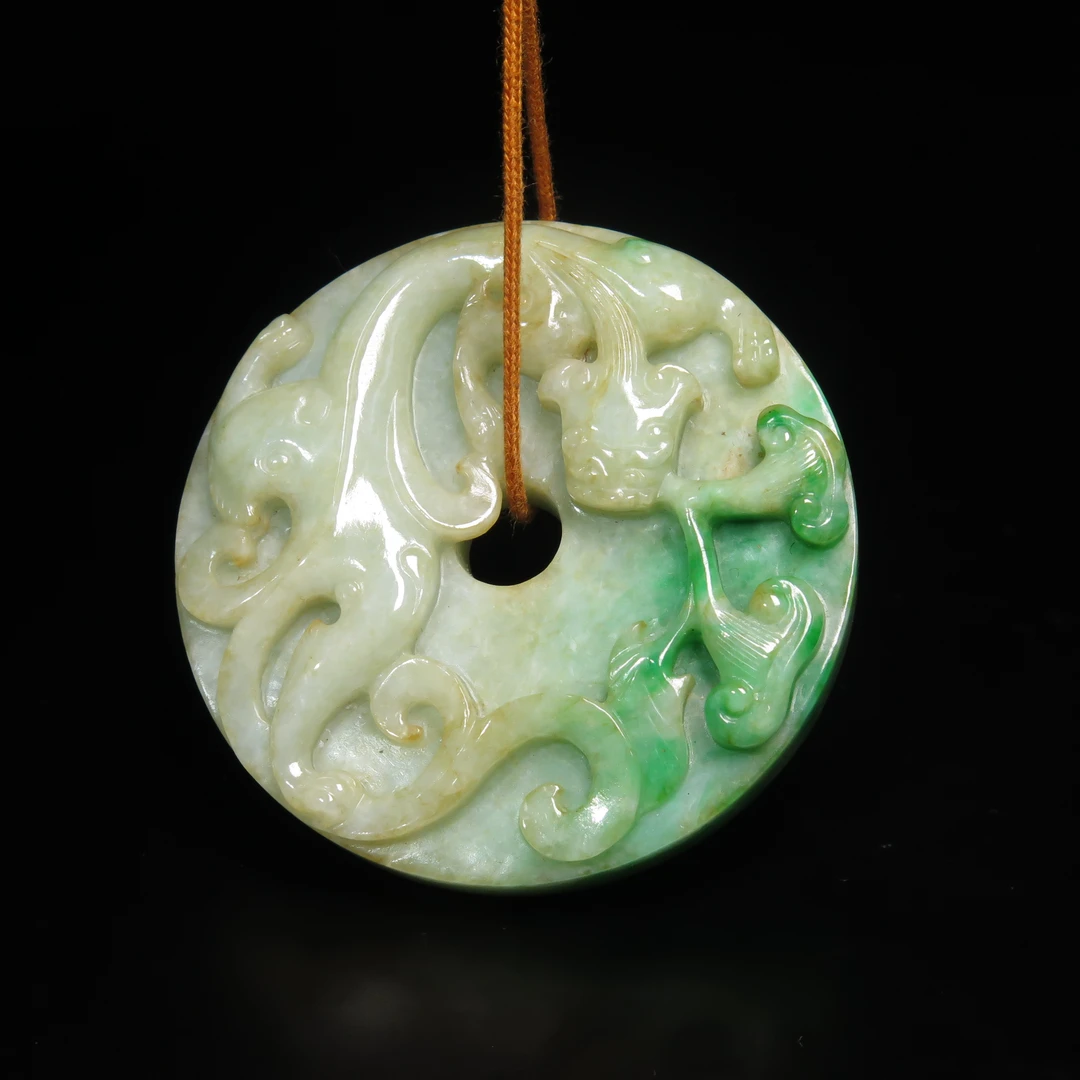 清代翡翠螭龙璧/MZ027793/翡翠/民族文物