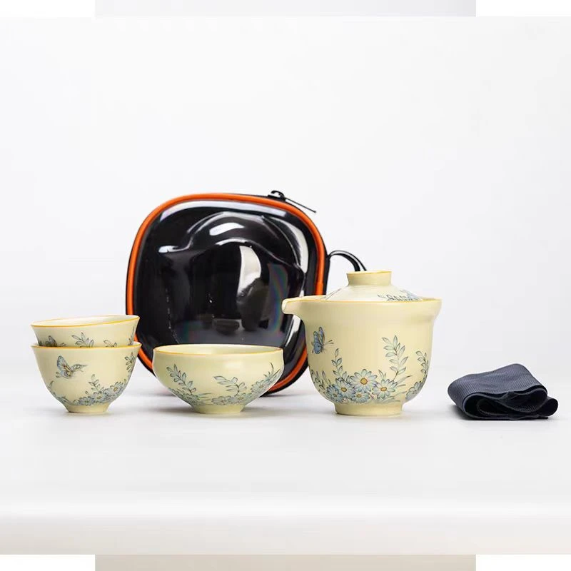 大海茶器@@YS392-米黄汝窑旅行茶具