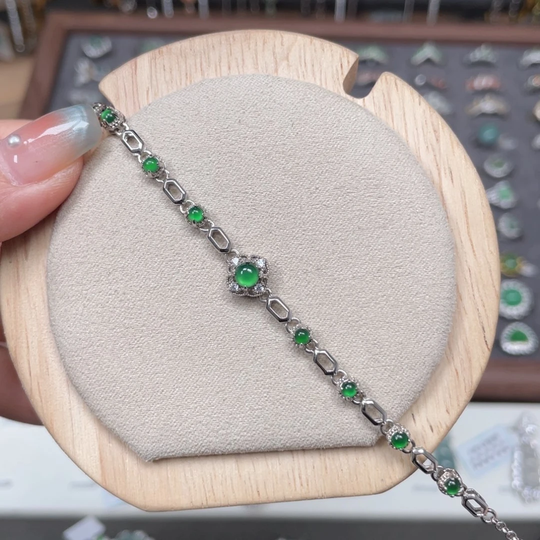 银S925镶嵌手链翡翠58888