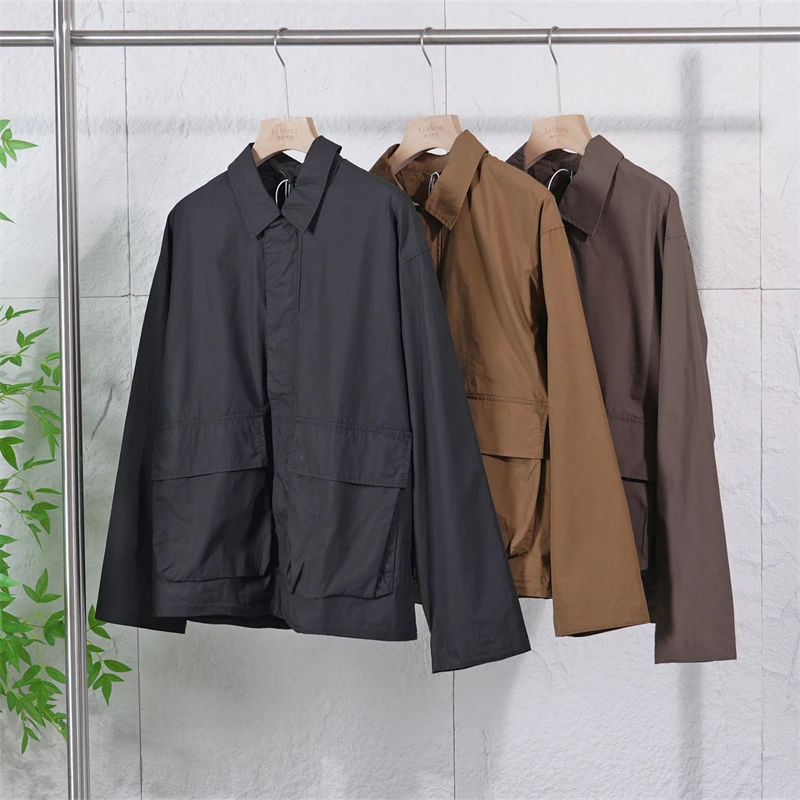 秋季情侣款纯棉复古宽松休闲夹克大口袋工装翻领长袖外套475403