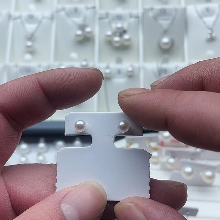 淡水珍珠耳钉银S925镶嵌