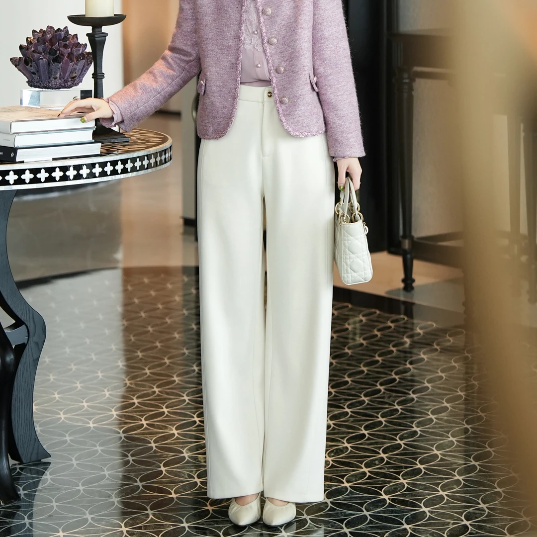 西子/【冬日暖阳】醋酸羊毛通勤简约直筒长裤/KZTJ454