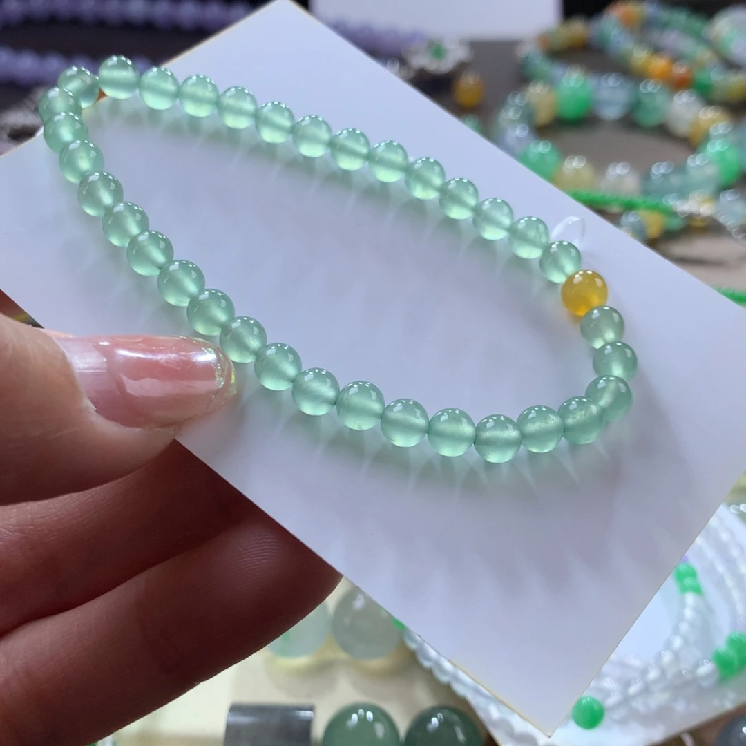 翡翠手链未镶嵌玻璃青钢卡5.2