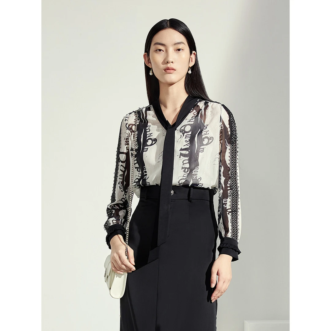 NR332115飘带睫毛蕾丝花边衬衫