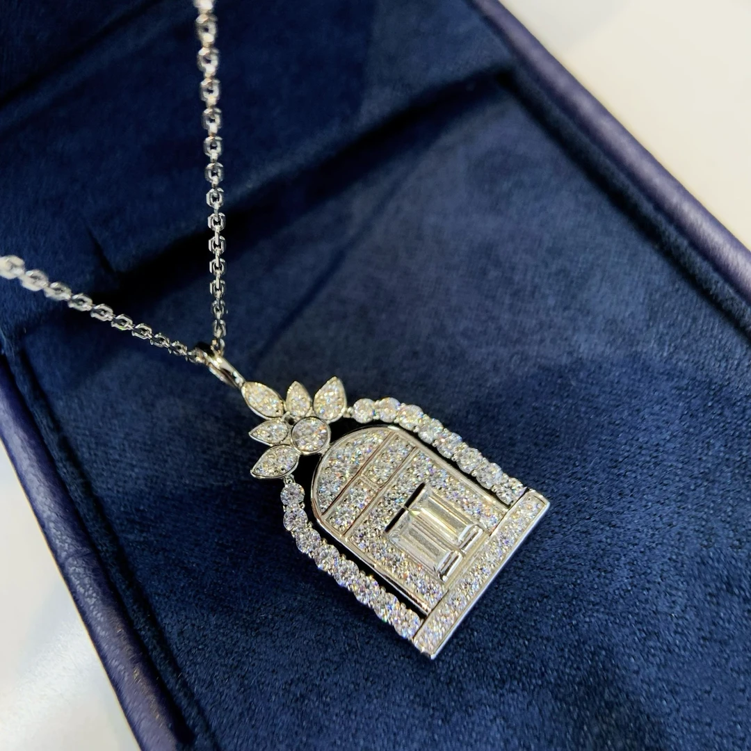 坠链均925银 S925银爆款高版本幸福之门项链气质轻奢时尚百搭奢华