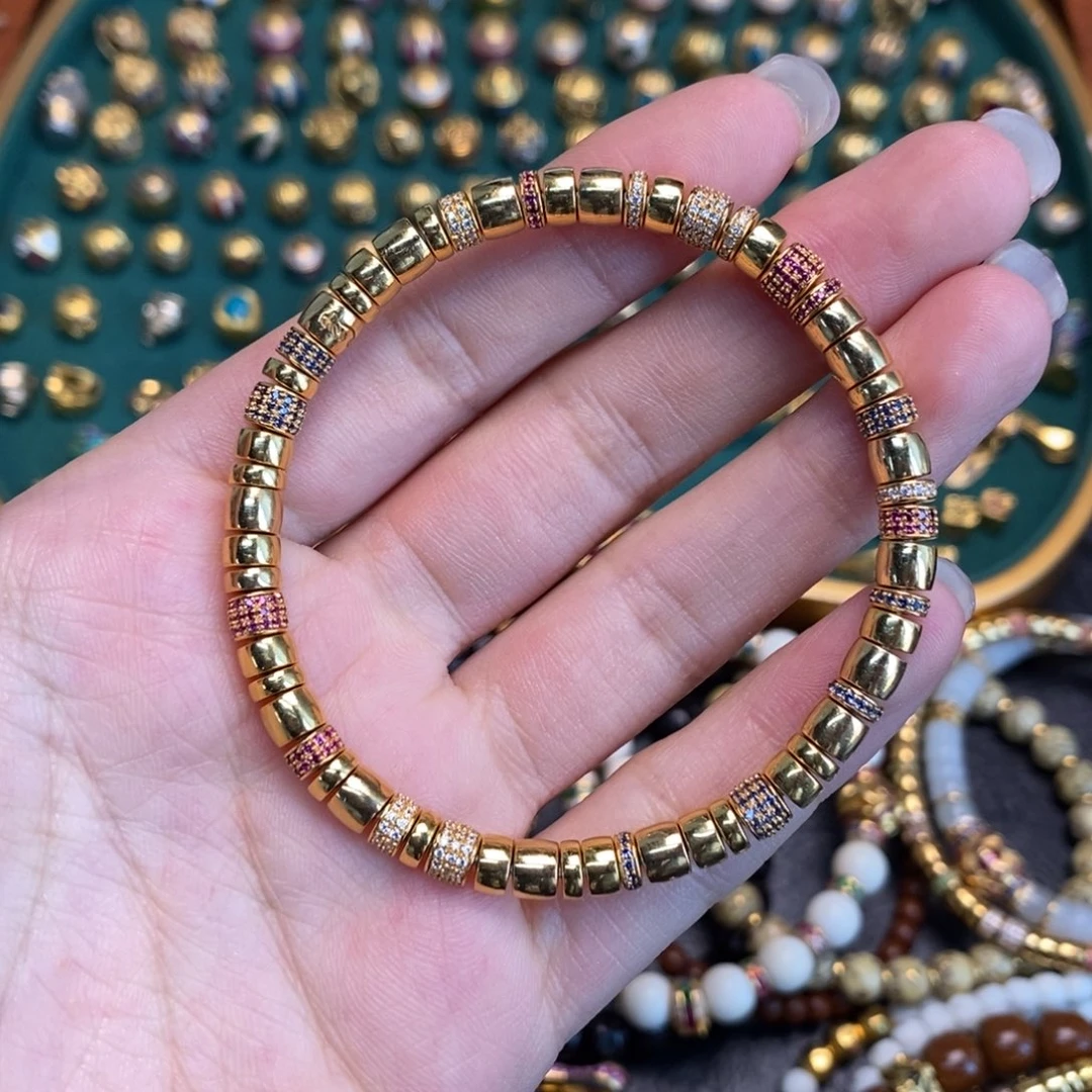 合成立方氧化锆手链足金镶嵌