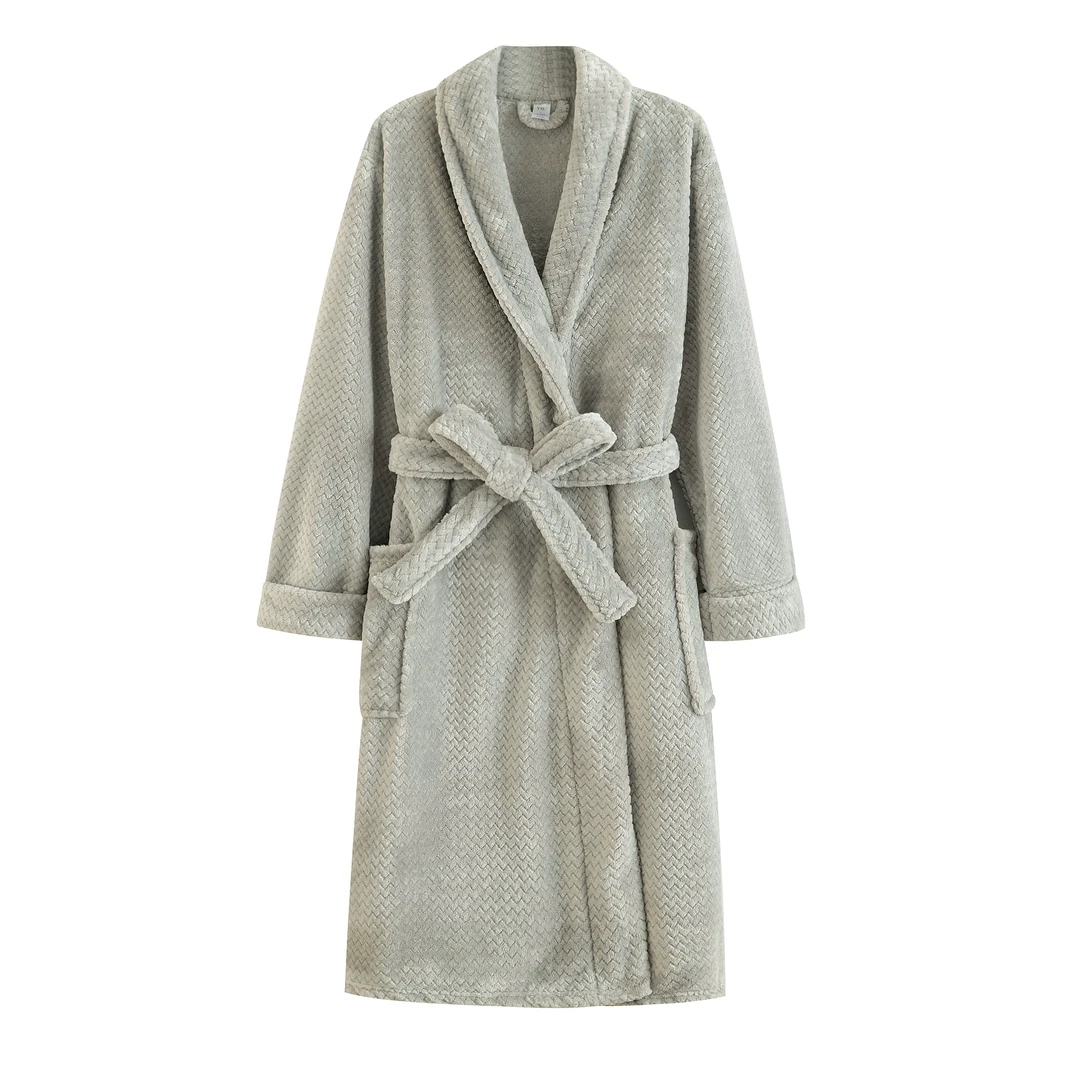 2025冬季新款法兰绒浴衣女睡衣男加厚保暖浴袍加长情侣款家居服