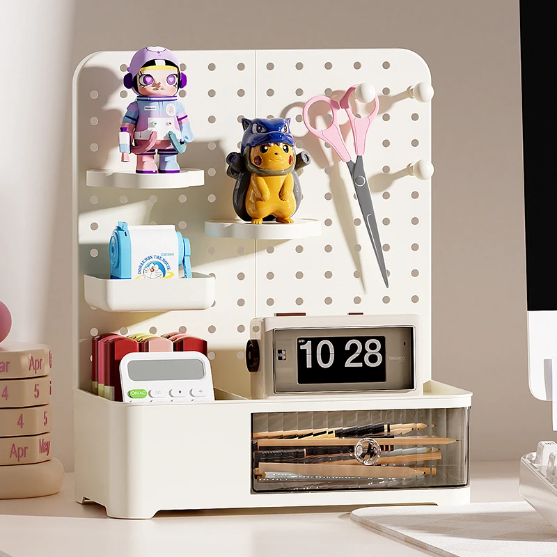 桌面洞洞板置物架多巴胺办公桌书桌化妆品学生宿舍笔筒桌上整理架