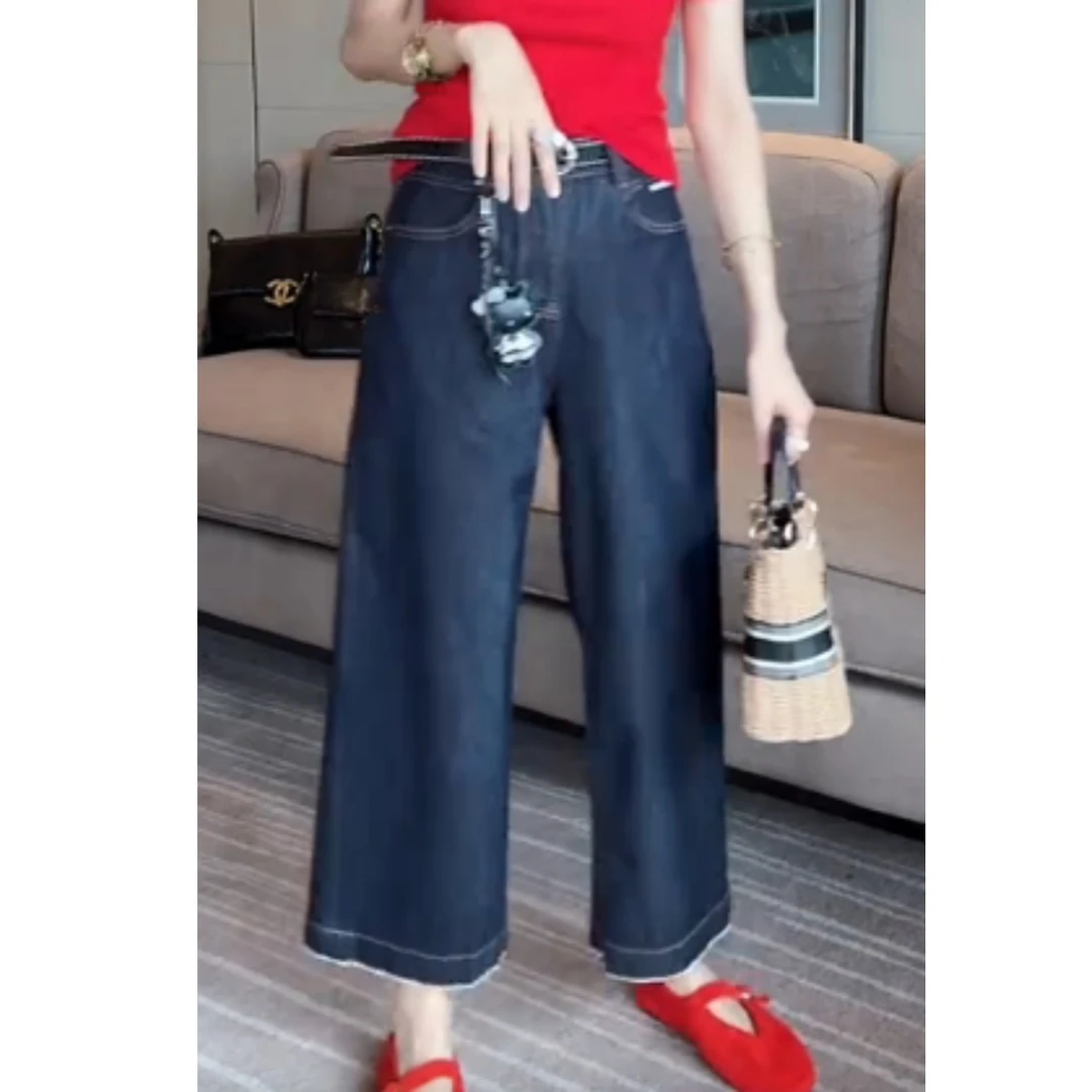 夏季高腰休闲牛仔裤女夏季洋气百搭显瘦薄款休闲牛仔裤