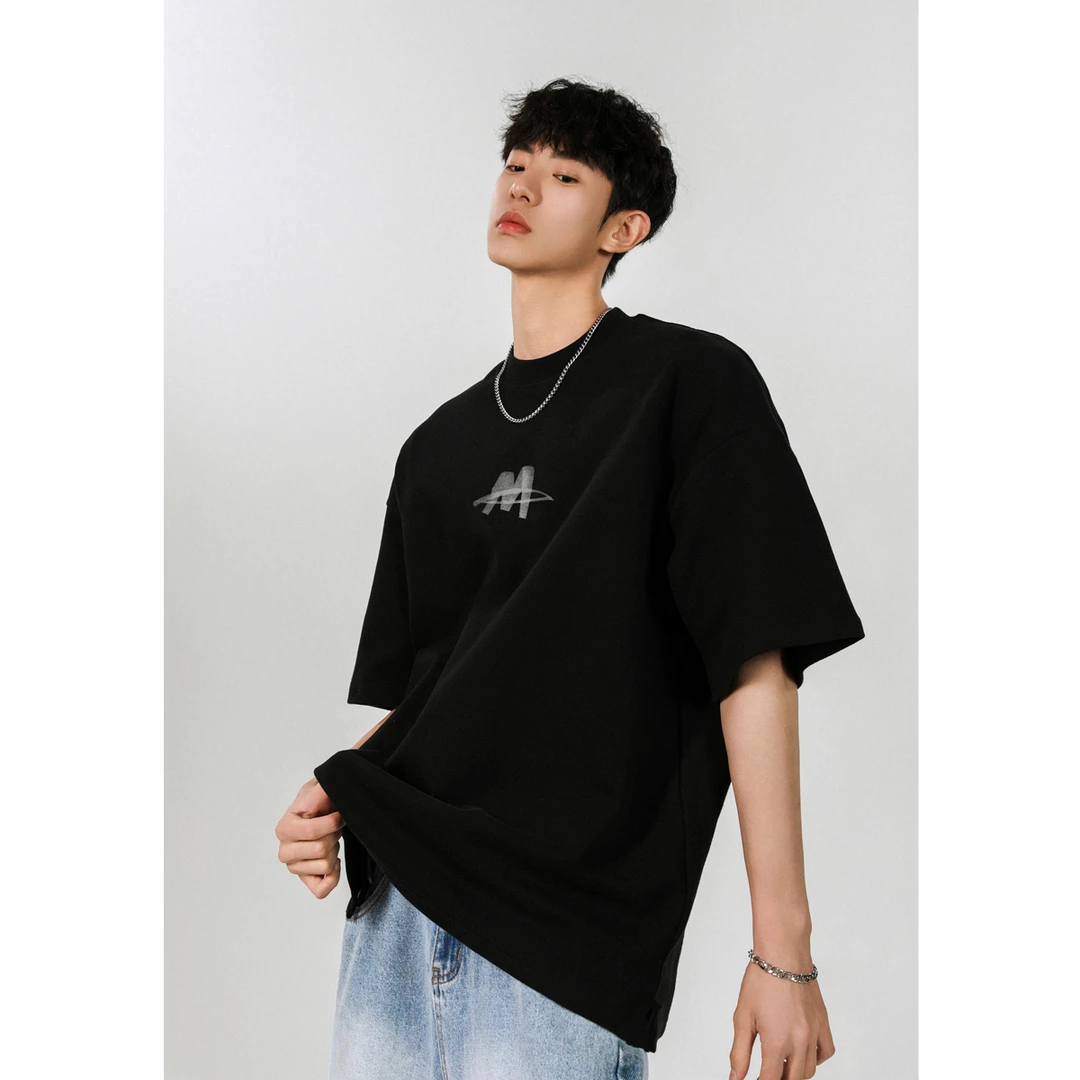 美式潮牌高街字母印花设计男士短袖T恤夏季宽松休闲百搭帅气上衣