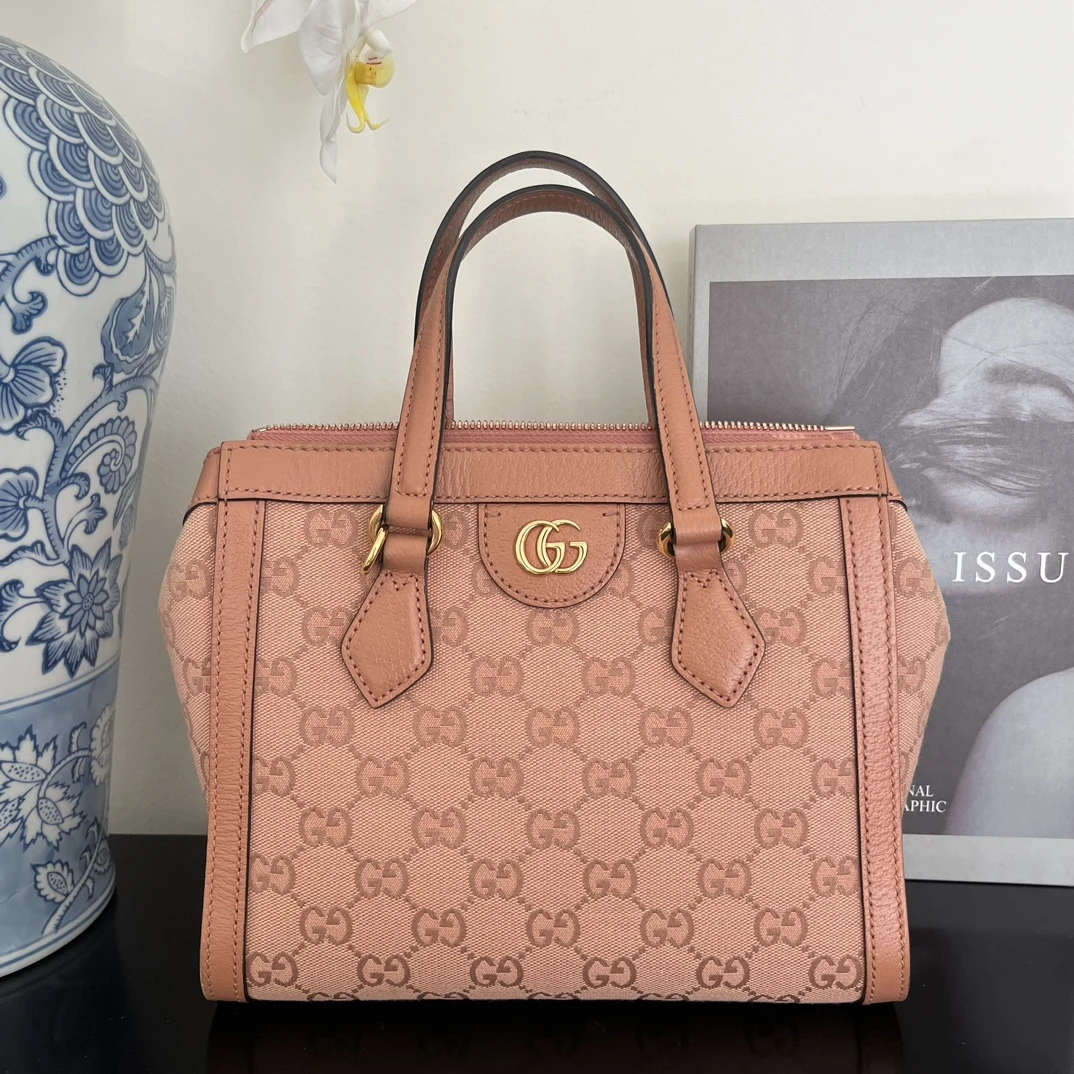 95新 GUCCI/古驰 千禧一代-粉色老花托特包14993206