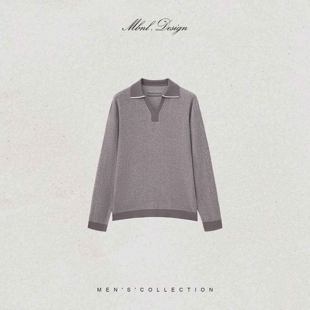MBNL-F「藏书阁Polo」秦磊男装进口机织羊毛混纺针织衫LL-WSY1129