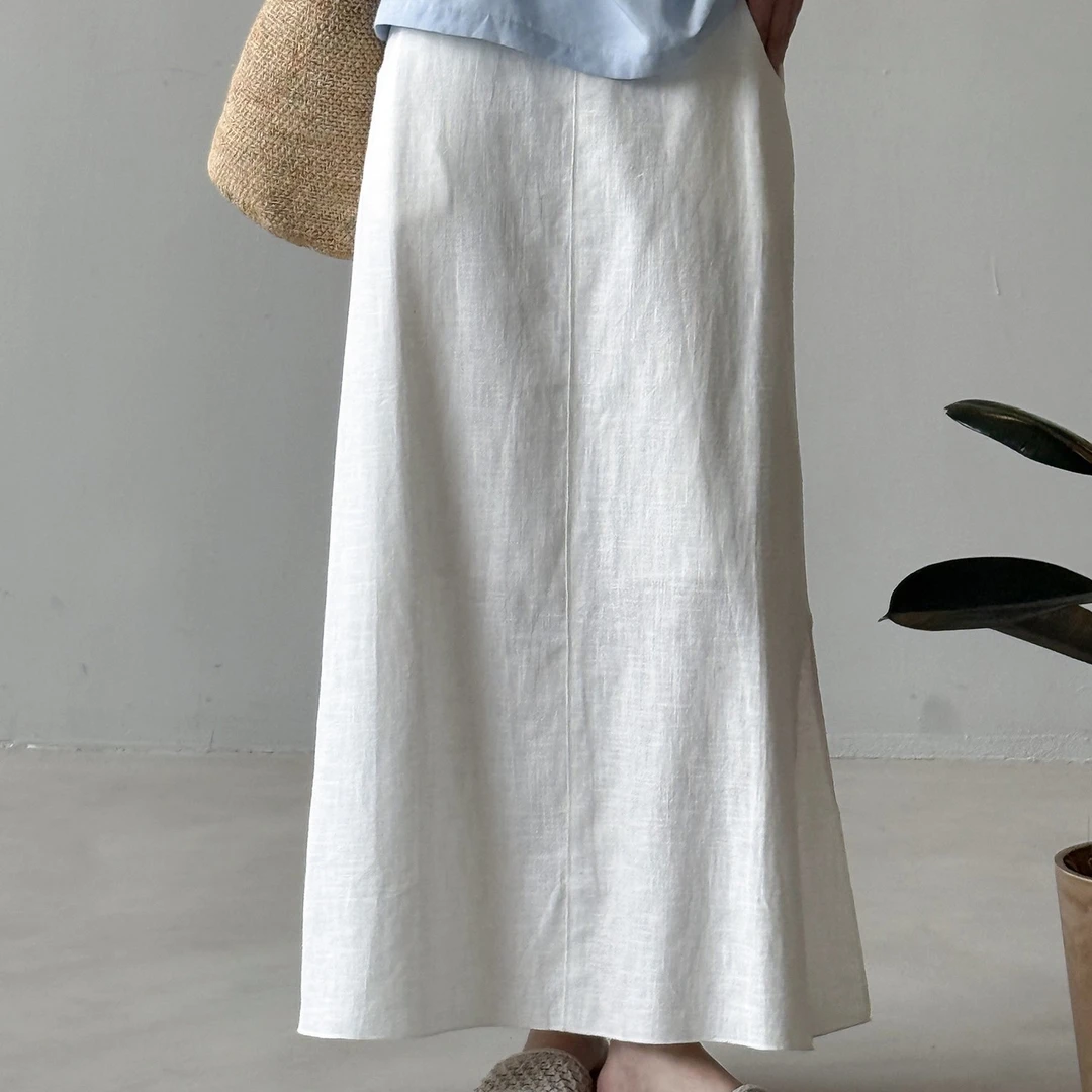 夏季高级感高腰a字版开叉半身裙