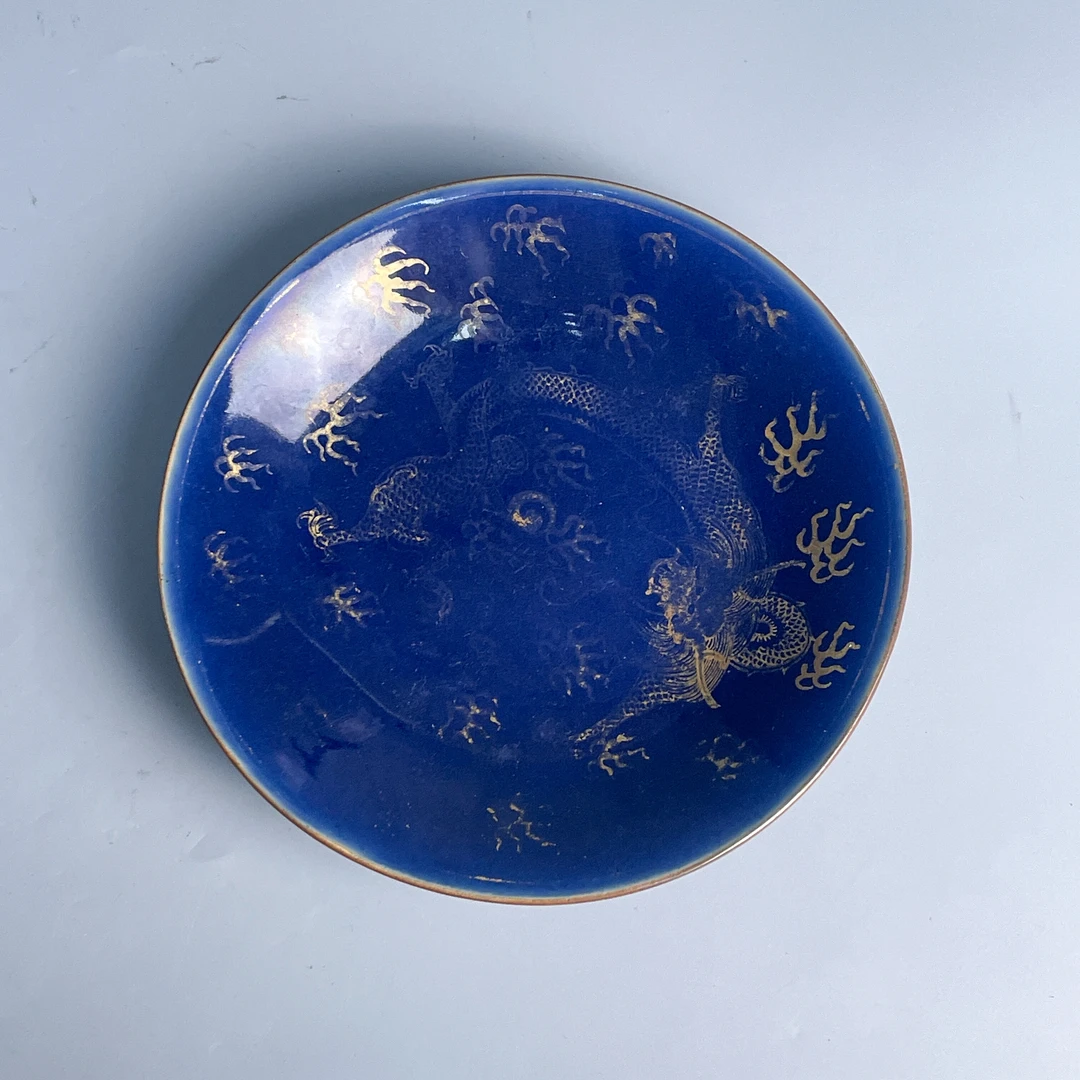 M25GK005E86 - 清乾隆宝石蓝描金双龙戏珠赏盘