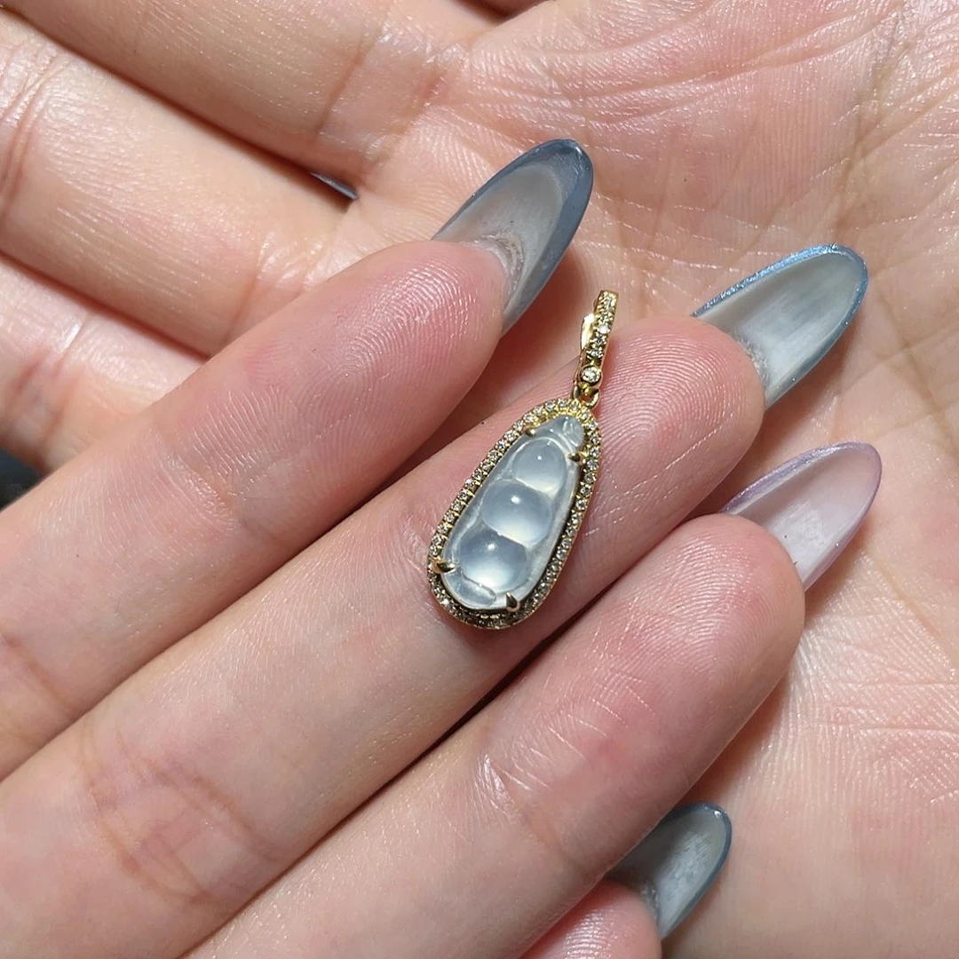 翡翠18K金镶嵌吊坠(不含链)