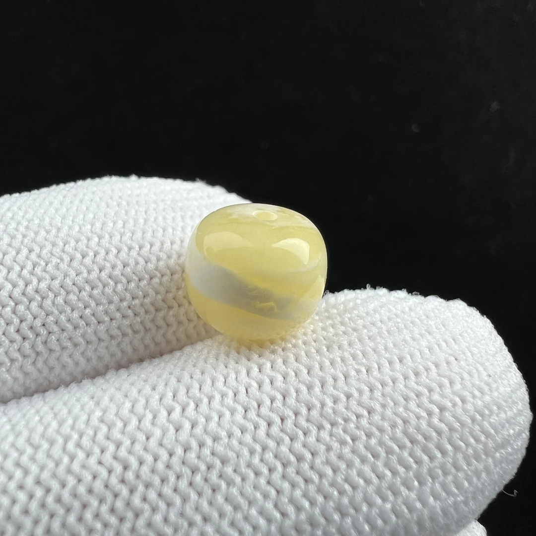 M6355天然俄料蜜蜡白蜡老型单珠10*8.4mm支持鉴定假一罚四