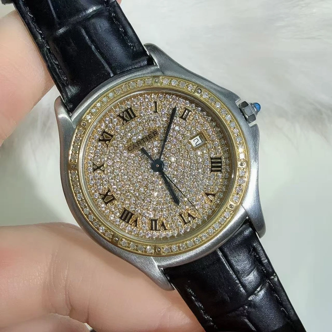 99新 Cartier/卡地亚 伦敦系列 表径32.5mm 石英机芯腕表 后镶钻