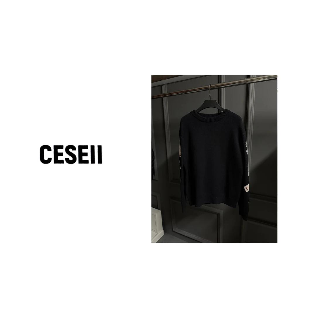 【25XJ821】CESEII高品质羊毛混纺时尚款提花毛衣