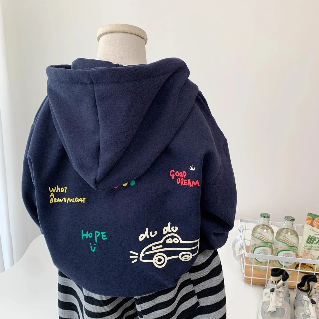 男童春秋装连帽外套2025新款儿童洋气上衣中小童休闲夹克卫衣开衫