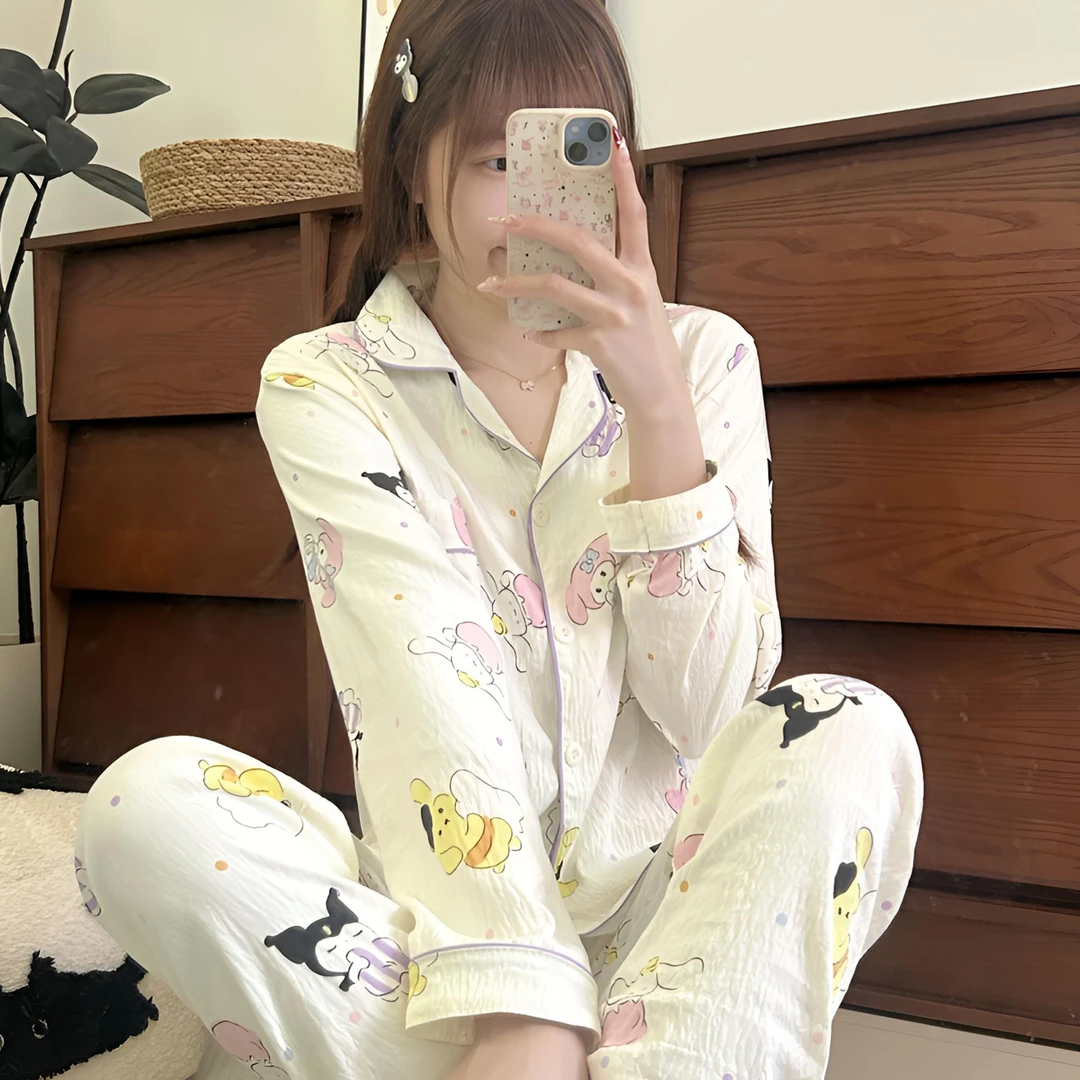 2025新款睡衣女长袖长裤两件套春秋季云朵棉卡通可爱可外穿家居服