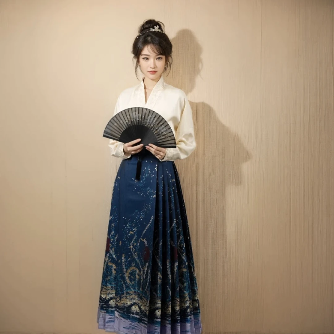 玖颜醉【星空】新款重工织金仿妆花高端中国风马面裙女