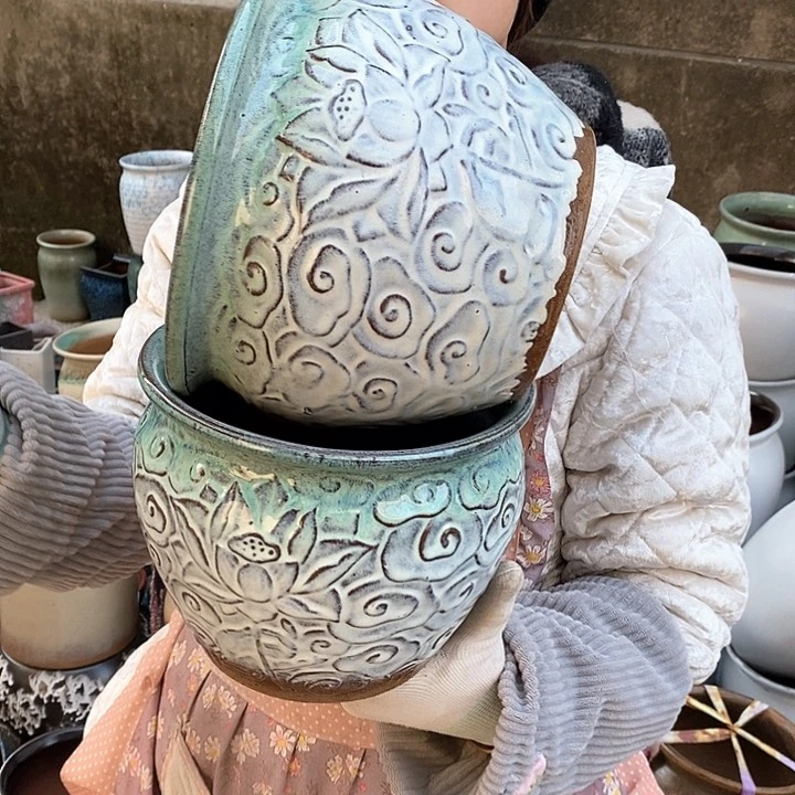 紫砂花盆瑕疵口20高16