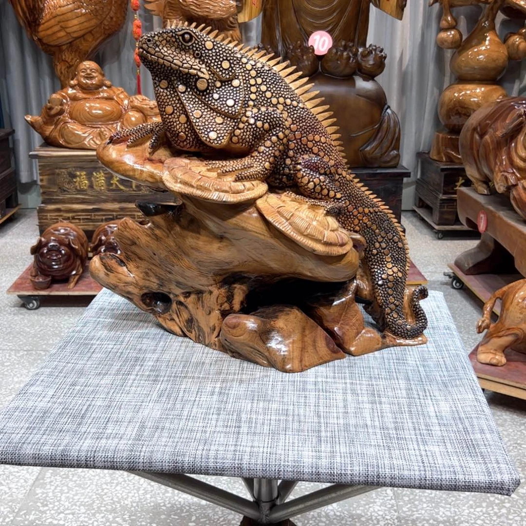 香樟木用****4香樟木实木根雕摆件蜥蜴
