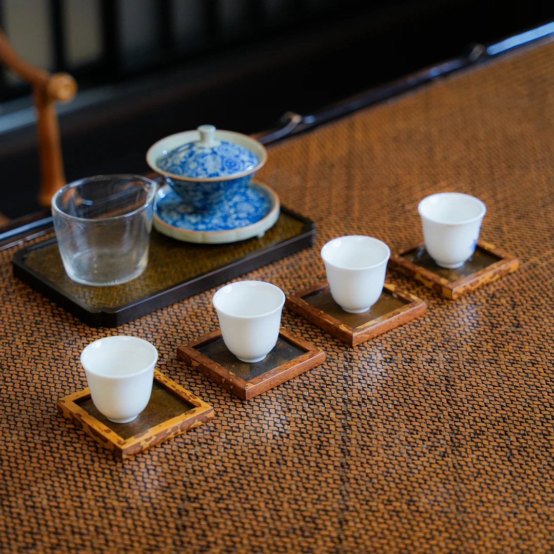当代 【桂语】梅妃竹杯垫茶杯架喝茶器具茶道零配功夫茶道家用茶室