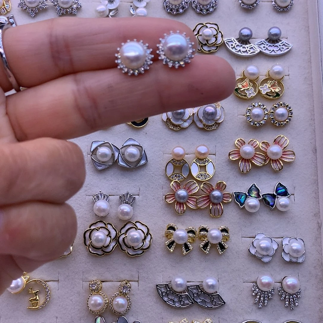 淡水珍珠耳饰合金