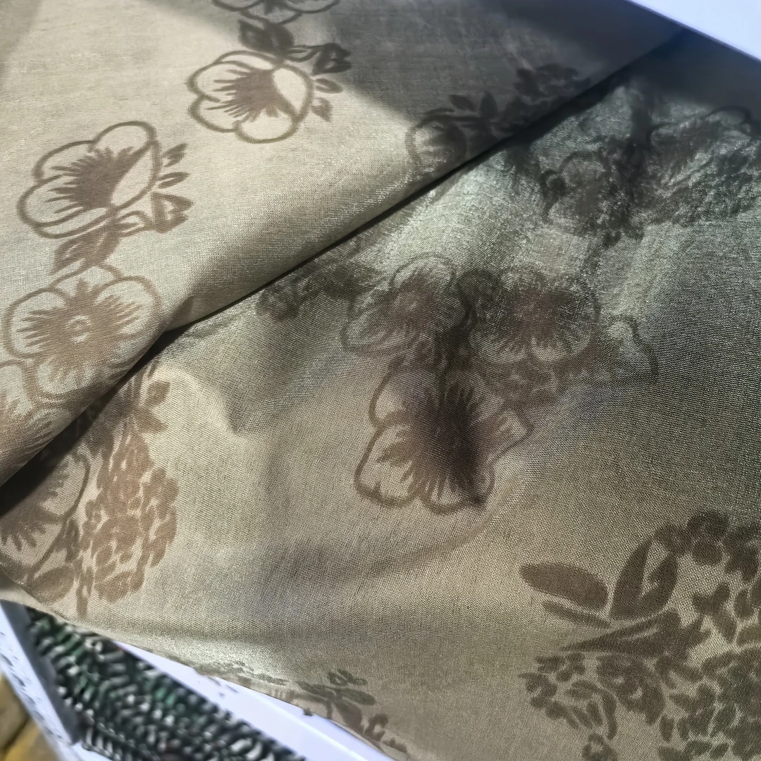 咖啡色天丝竹纤维大花布料2米